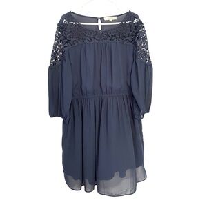 Loft Navy Blue Lace Detail Dress Size XXL